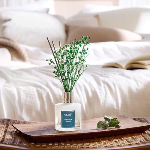 Airkeep Reed Diffuser Set,3.38 fl oz (100 ml) - Cinnamon Vanilla Oil Diffusers with 8 Reed Sticks, Home Fragrance Reed