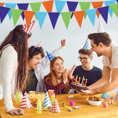 Jetec 5 Pcs 49Ft Blue Green Orange Purple Banner, Mystery Theme Party Decor