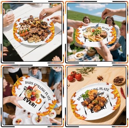 R HORSE Melamine Grill Platter Gift for Dad, BBQ White Oval Serving Tray