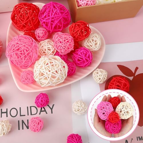 SANNIX 40 Pack Valentines Day Decorations Rattan Balls, 3 Sizes Wicker Ball