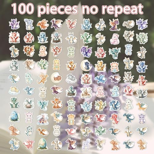 100 Pcs Dragon Baby Shower Stickers Fantasy Dragon Stickers