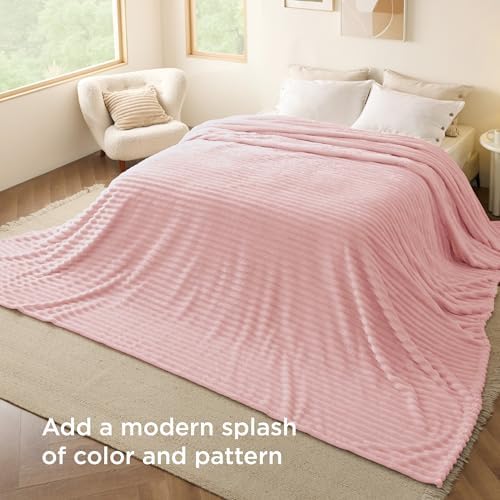 Bedsure Soft Large Fleece Blanket for Bed Coral Pink 120"x120"