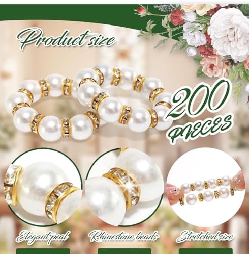 100 Pcs Gold Napkin Rings Bulk, Pearl Napkin Rings