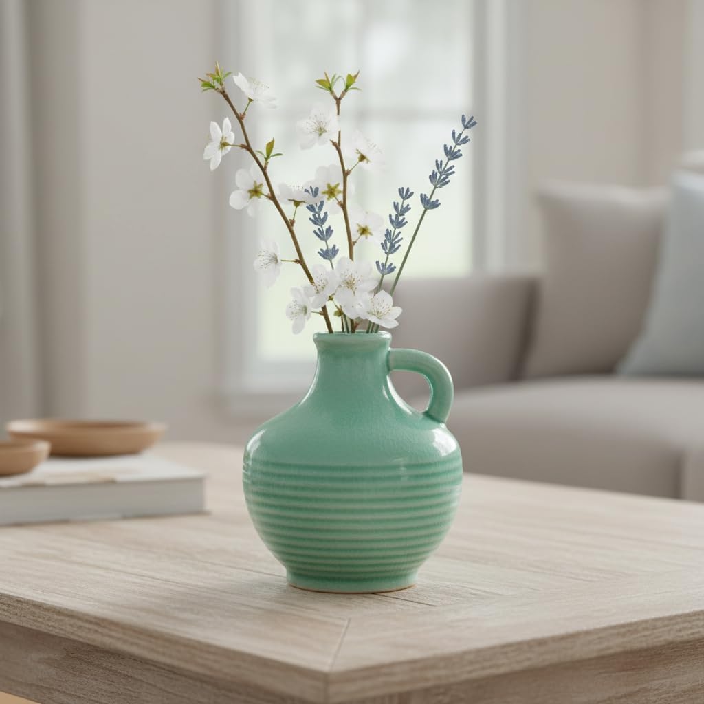 Green Ceramic Vase / 6 Inch / Mint Green - 6