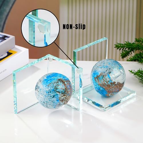 Glass Bookends / Book Ends / Light Blue