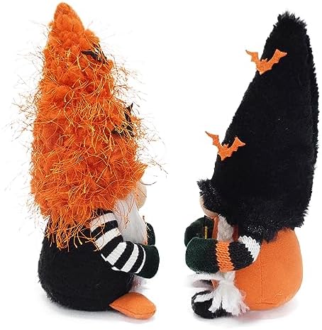 Attiigny Halloween Gnome Decorations,2 PCS Handmade Pumpkin Bat Ornaments Swedish Tomte Nordic Dwarf Nisse Festival Santa Gnome for Halloween Party Home and Office Decor
