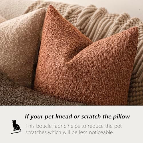 Textured Boucle Throw Pillow Covers Accent Solid Pillow Cases / 20 x 20 / Autumnal / Set of 2