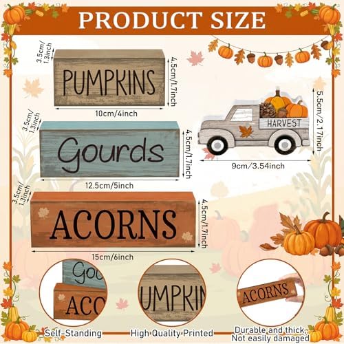 Lineshading 4 Pcs Fall Table Decoration for Home Rutic Fall Truck Decor