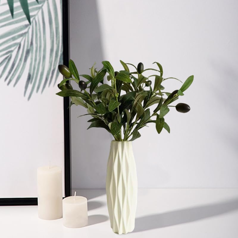 Faux Olive Branches for Vase 11.4'' Fake Plant Olive Tree Branches Artificial Greenery / Set of 12