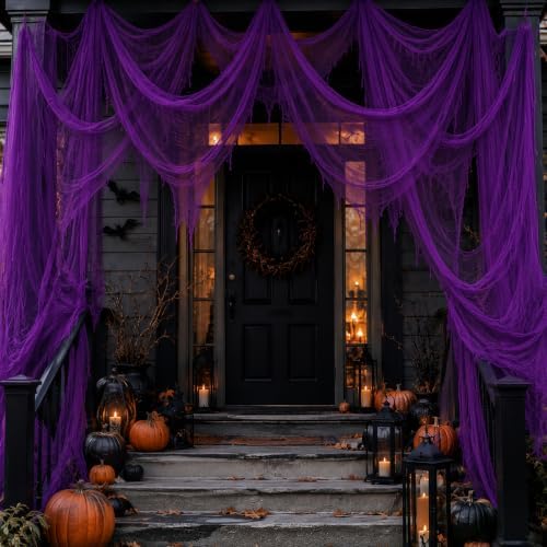 410 x 80 in Halloween Creepy Cloth for Yard and Outdoor Decorations,Purple