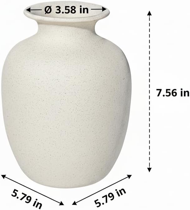 Boho Vases / Ceramic Vase for Flowers / Beige / 7 Inch