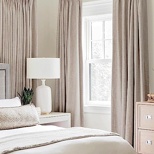 MIULEE 100% Blackout Linen Curtains for Bedroom 52x96 Inches Khaki