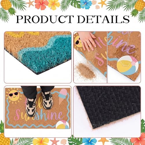 Hello Sunshine Welcome Door Mat Artificial Coir Doormat 16x30in
