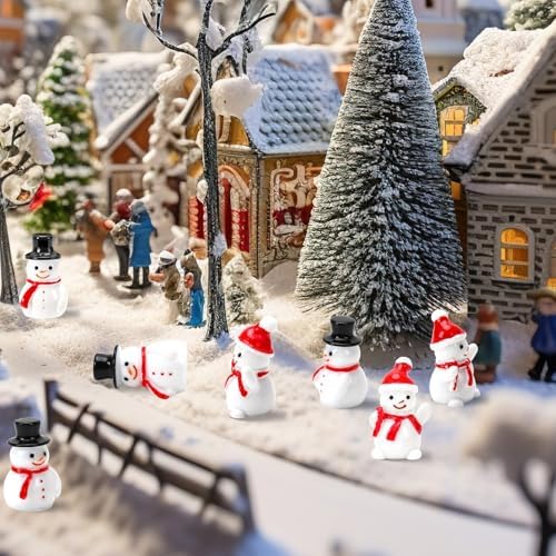 60 Pcs Mini Snowman Figurines Tiny Snowmen for Christmas Crafts
