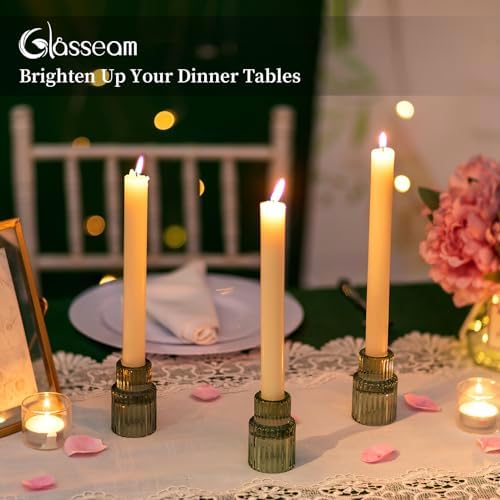 Glasseam Glass Candlestick Holders Bulk: 10 Pcs Vintage Green for Christmas