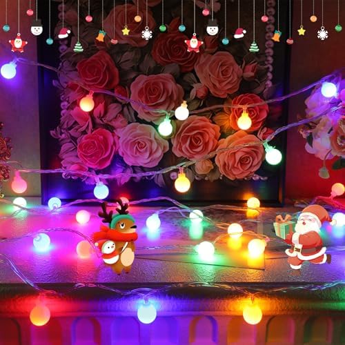 33FT 100LED Christmas Lights Plug in 8 Modes Globe Lights with Remote