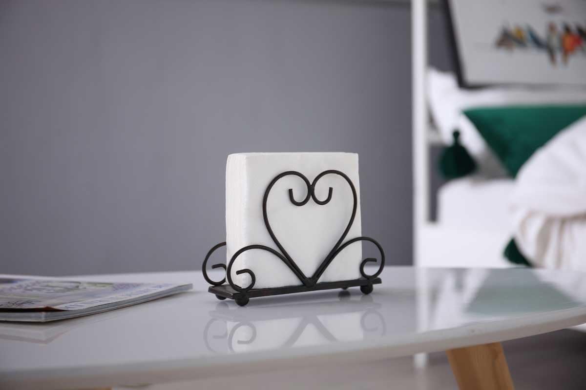 Metal Table Napkin Holder Freestanding Tissue Dispenser / Black