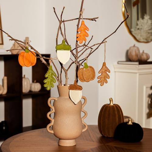 DN DECONATION 12PCS Fall Tree Decorations Felt Ornaments for Small Tree