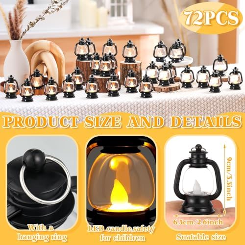 Ferraycle 72 Pcs Mini Lanterns Bulk 4 Inch Black Lamp Table Centerpieces