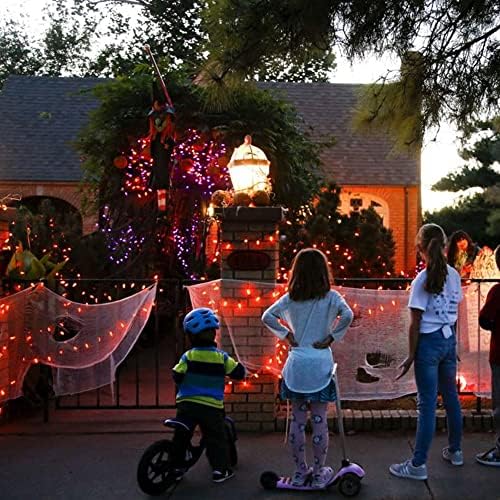 Dazzle Bright Purple and Orange Halloween Fairy String Lights, 4 Pack Total 80FT 240LED Copper Wire Battery Operated Waterproof Lights, Halloween Decorations for Indoor Home Patio Yard Party Decor
