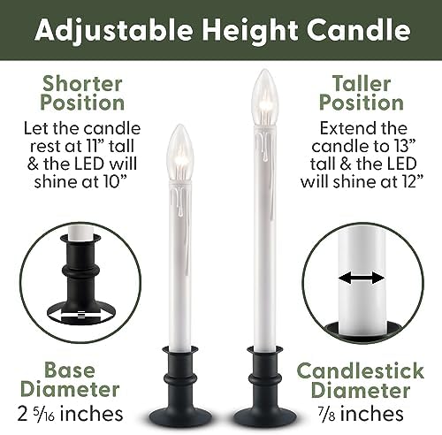 612 Vermont Ultra Bright Battery Operated LED Window Candles Antique Bronze