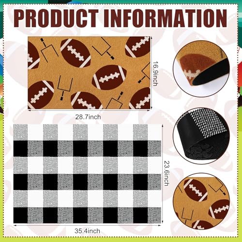 Tinideya 2 Pcs Football Layered Doormat Set for Front Porch Decor