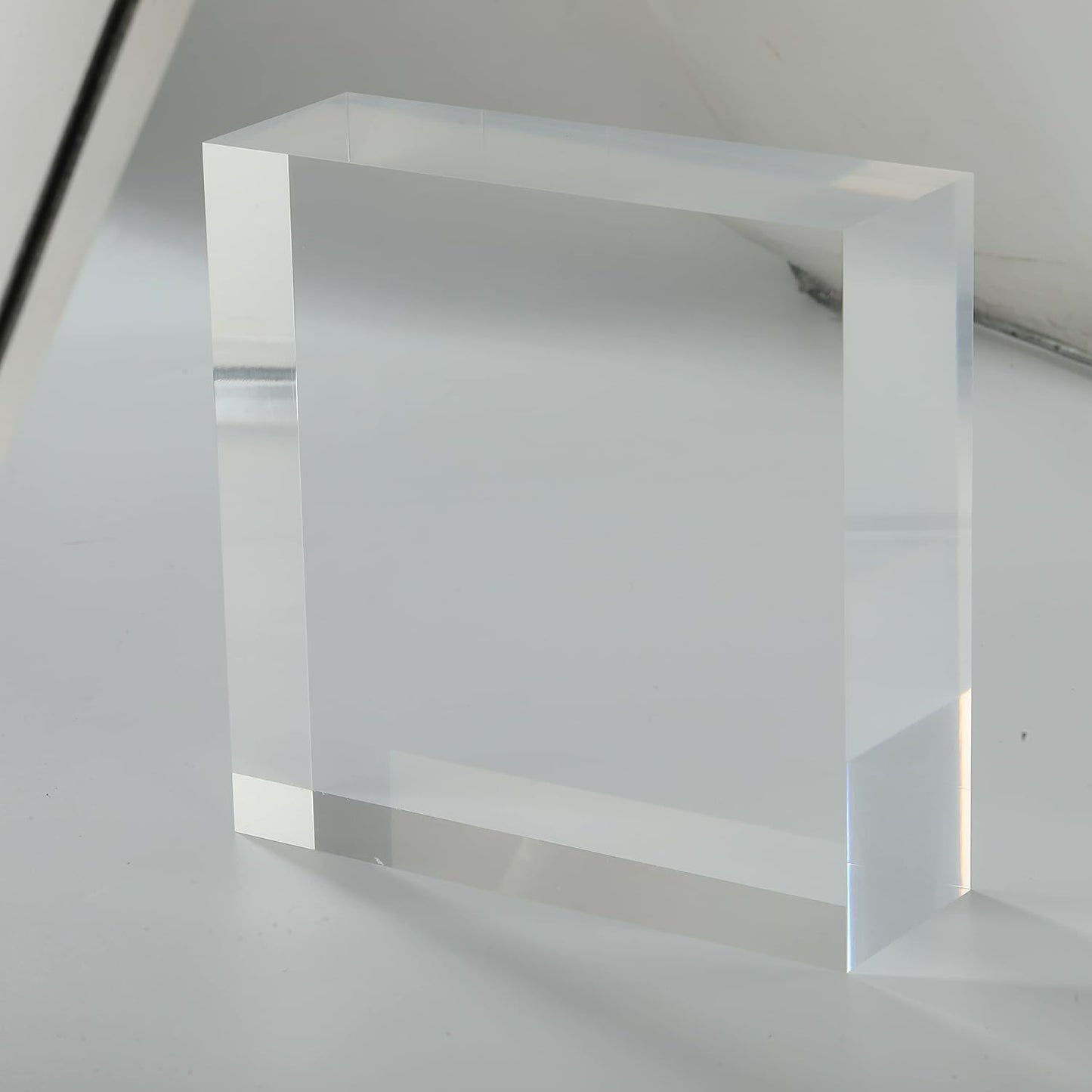 CiaoHER 2in Solid Acrylic Cube Display Block, Clear, 2"x6"x6" | Polished Pedestal Stand Riser, Solid Base, 1 Pack