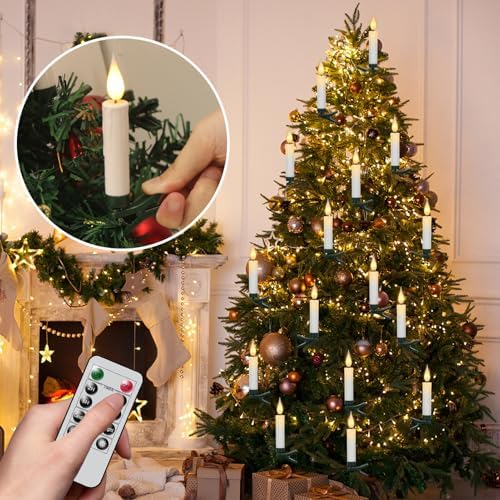 Wondise 30pcs Christmas Flameless Taper Candle Christmas Tree Lights