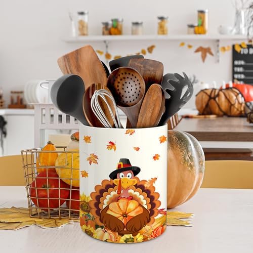 pinata Thanksgiving Kitchen Decor, Thanksgiving Ceramic Utensil Holder