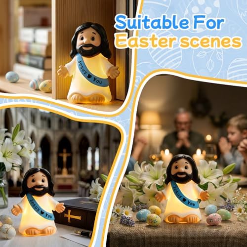 Jesus Night Light,Resin Jesus Sculpture Lamps,Mother's Day,Religious Statue Lamp Gift for Mom,Table Lamp for Bedroom Desktop Holiday Decoration,Baptism Gift for Women