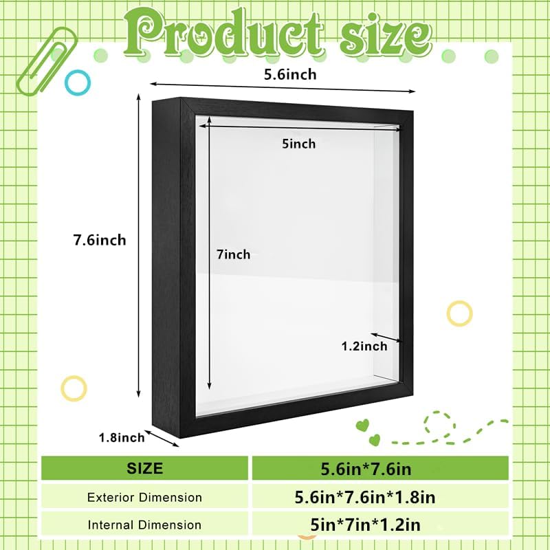 4 Pack 5 x 7in Shadow Box Frame, Shadow Boxes Display Cases with Adhesive Tape, 3D Picture Frame for Baby Items Wedding