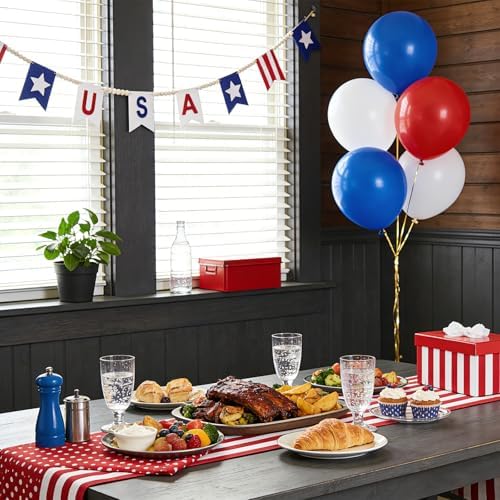 GreenD 4th of July Decorations 9.84FT 4th of July Garland Red White and Blue Garland with American Flag Style Patriotic Garland July 4th Decor Memorial Day Independence Day Mantel Wall Party Decor
