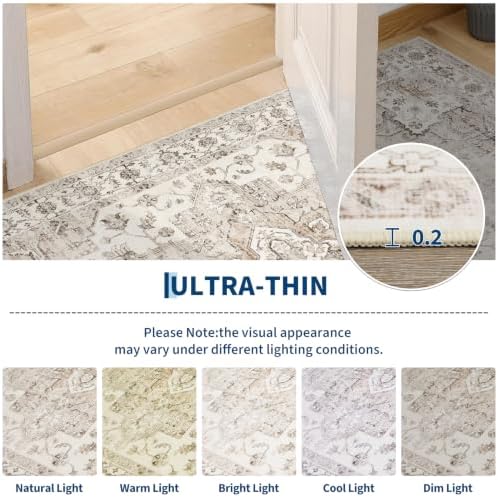 Garvee 5x7 Washable Area Rug Soft Vintage Boho Brown Bedroom Rug Non Slip