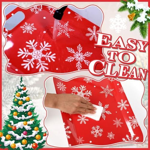 2Pcs Winter Serving Trays 16.1 x 11.1 Inch Large Melamine Christmas Trays Platters with Handles Rectangular Snowflake Melamine Dish for Serving Food Outdoor Dinner Dessert Plates Party Decorations