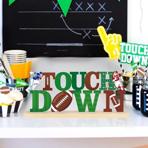 Metal Football Touch Down Sign Decorations for Home Party Shelf Mantel