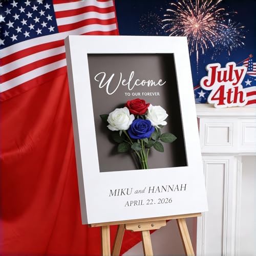Artificial Roses Flowers, 12 Pcs Red White Blue Patriotic Long Stem Realistic Silk Roses Bouquet for 4th of July, Memorial Day Decoration (Red, White, Blue, 12-PCS)