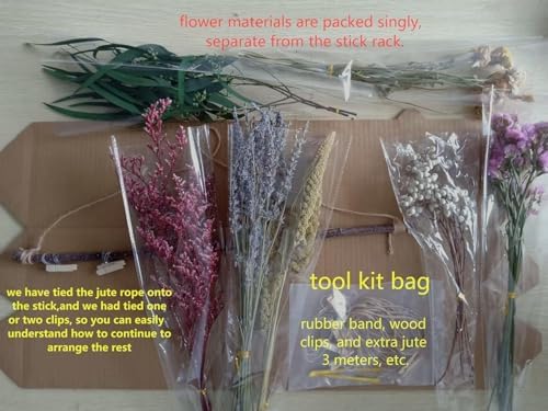 GHY Dried Flower Rack, Dried Flower Wall Hanging Farmhouse Wall Decor Dried Herb Rack - Lavender (Wheat)