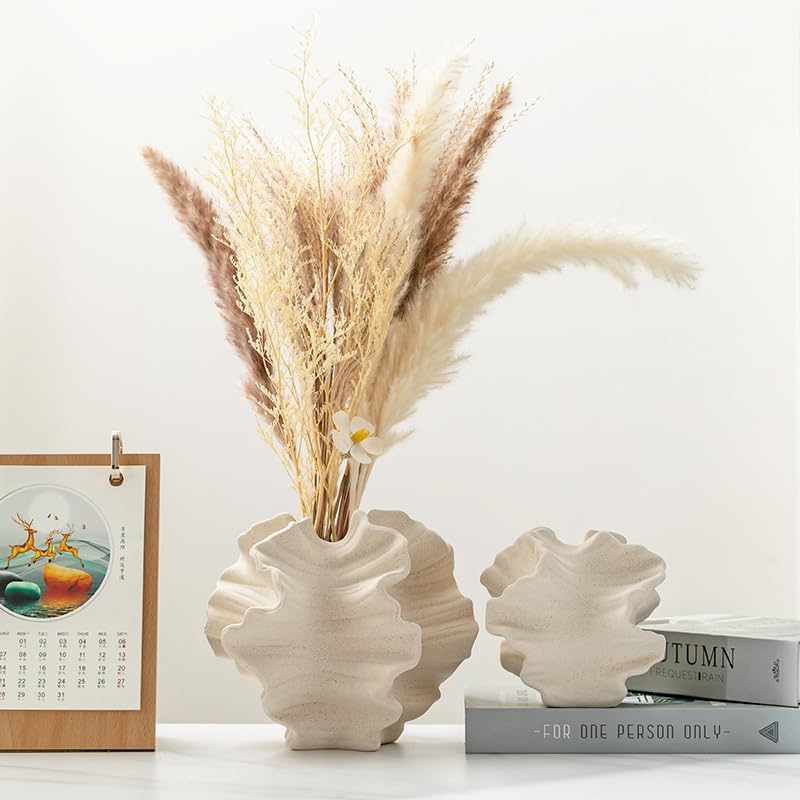 Modern Art Ceramic Coral Flower Vase Home and Office Decoration Sculpture Work Bohemian / White