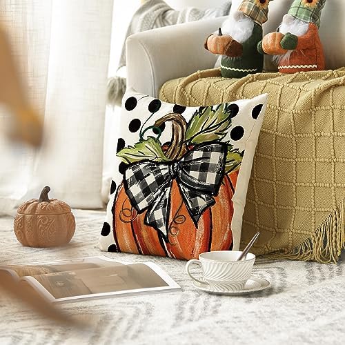 AVOIN colorlife Fall Polka Dot Pumpkin Throw Pillow Cover 18x18 Inch