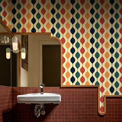Retro Checkered Wallpaper Peel and Stick " Retro Geometric Wallpaper Checkered Contact / 15.7 x 118