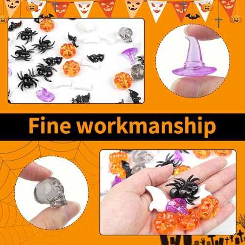10160 pcs Halloween Acrylic Spider Mini Pumpkins Bat Ghost Skull Hat Acrylic Sensory, Halloween Vase Filler Gems for DIY Crafts, Home, Halloween Table Decoration