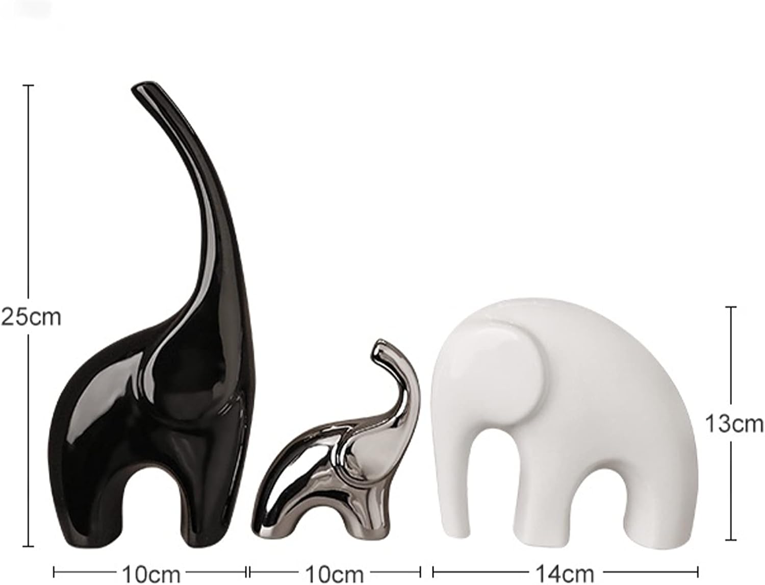 Shelf Modern Bookshelf Decor Figurines / Black, White and Bright Silver / 10 x 7 x 27