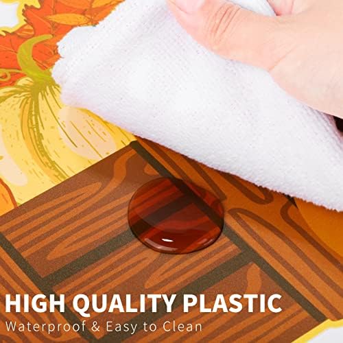 MCEAST 6 Pack Fall Pumpkin Plastic Placemats Autumn Harvest Table Mats