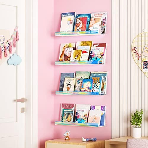 upsimples 2 Pcs 15" Iridescent Acrylic Shelves for Wall Decor and Display