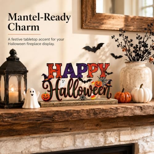 Metal Happy Halloween Sign Table Mantel Shelf Desk Home Decor
