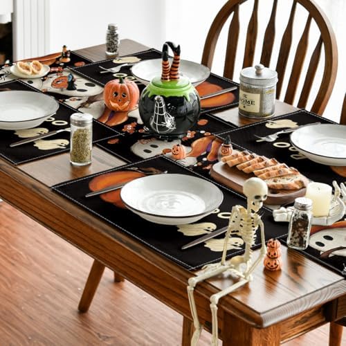 Artoid Mode Boo Ghost Halloween Placemats Set of 4-12 x 18 Inch