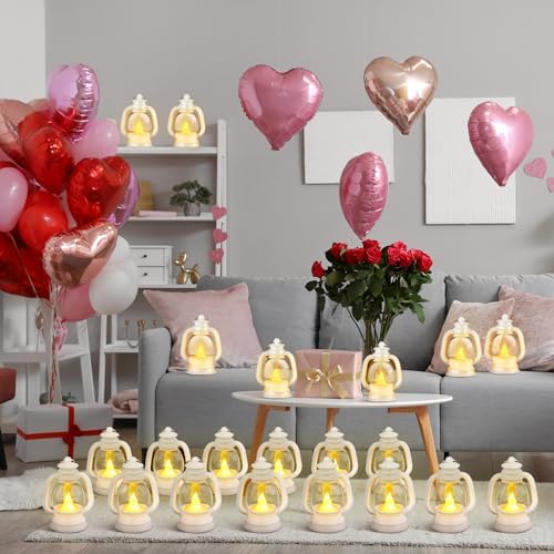 Ferraycle 24 Pcs Mini Lanterns Bulk 4 Inch White Lamp Table Centerpieces