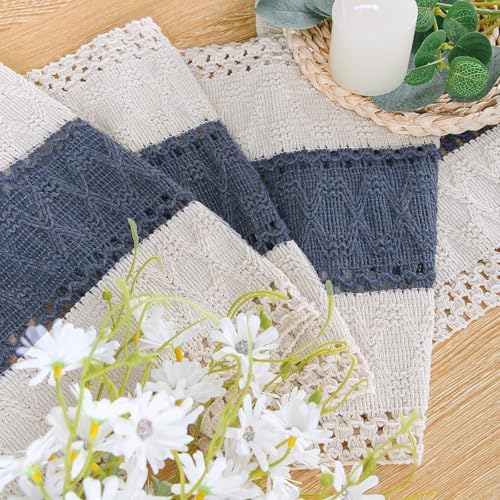 FEXIA Boho Table Runner for Home Decor 12x36 Blue Fall Rustic Decorations