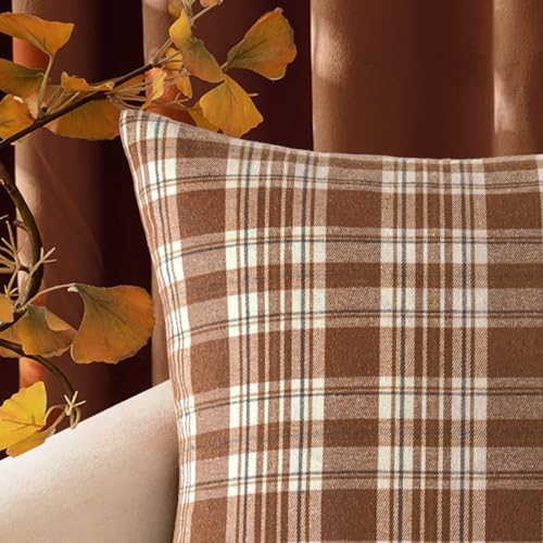 MIULEE Fall Plaid Pillow Covers Scottish Tartan 20x20 Brown