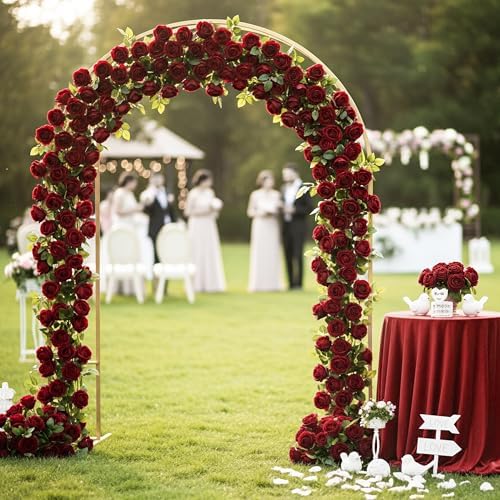 Auihiay 104PCS Burgundy Roses, Faux Roses, Artificial Flowers Roses